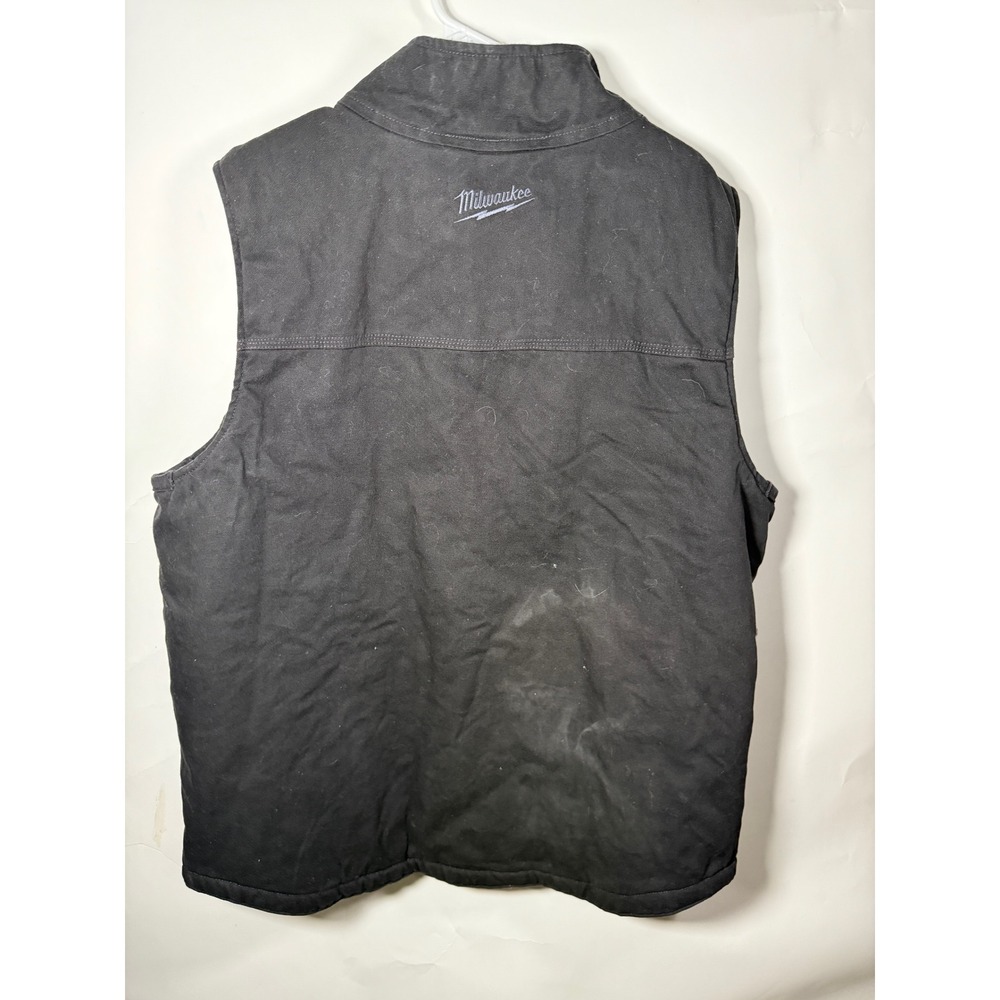 Milwaukee Workwear Black Sherpa Lined Canvas Vest Men's Size XL Full Zip Pockets - Picture 5 of 10